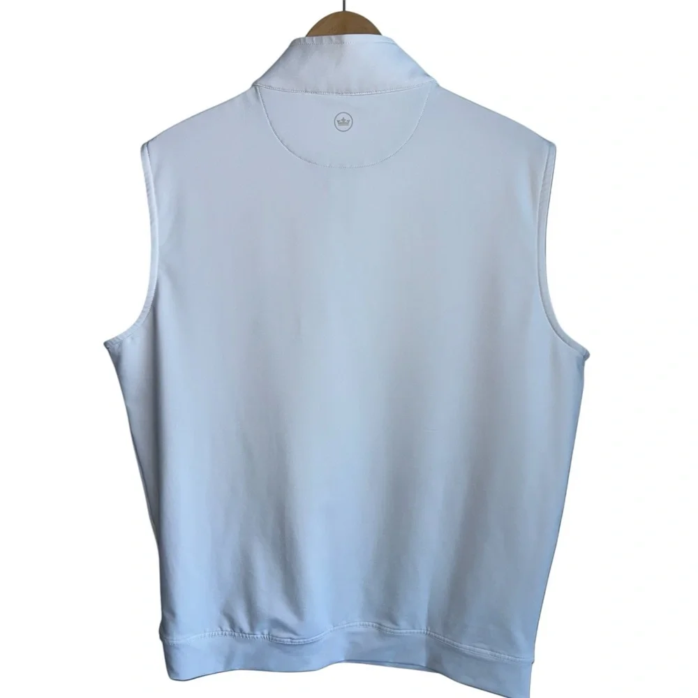 PETER MILLAR Galway Performance Quarter-Zip Vest White 1/4 Zip UPF 50+ Golf | L